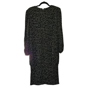 Women's black dress Vneck  sparkly swirl, lose top, tight pencil skirt size 12